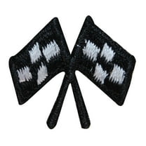 ID 1577 Lot of 3 Checkered Flag Patch Auto Racing Embroidered Iron On Applique