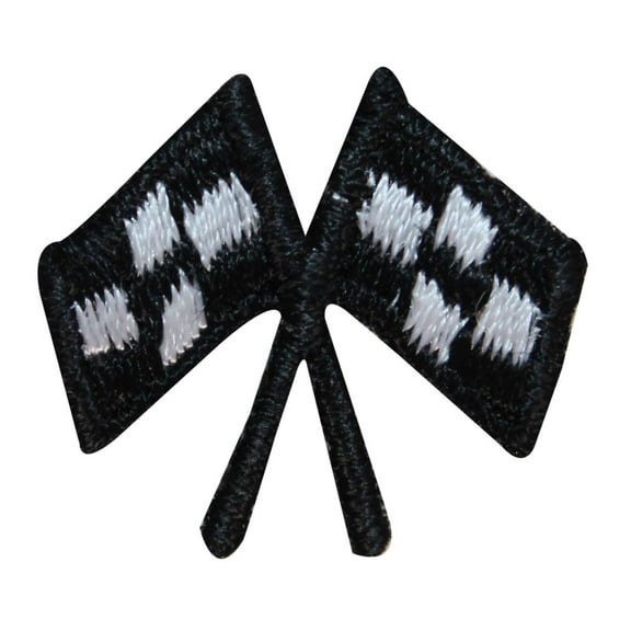 ID 1577 Lot of 3 Checkered Flag Patch Auto Racing Embroidered Iron On Applique