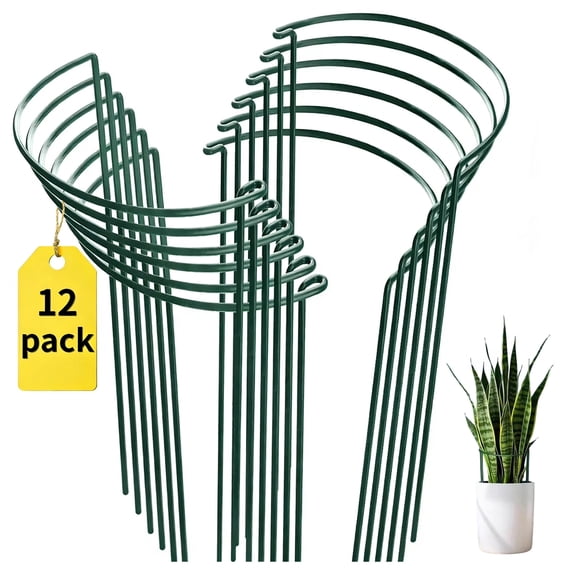 WLGJL 12 Pack Tall Snake Plant Support Stakes  Half Round Peony Cages and Supports for Indoor and Outdoor Plants – Plant Cage Ring Support for Flower - Peony, Tomato, Hydrangea