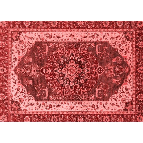Ahgly Company Machine Washable Indoor Rectangle Abstract Red Modern Area Rugs, 5' x 8'