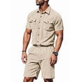thumbnail image 3 of Men Sets Outfits 2 Piece Short Sleeve Shirts Short Set Color XXXL, 3 of 7