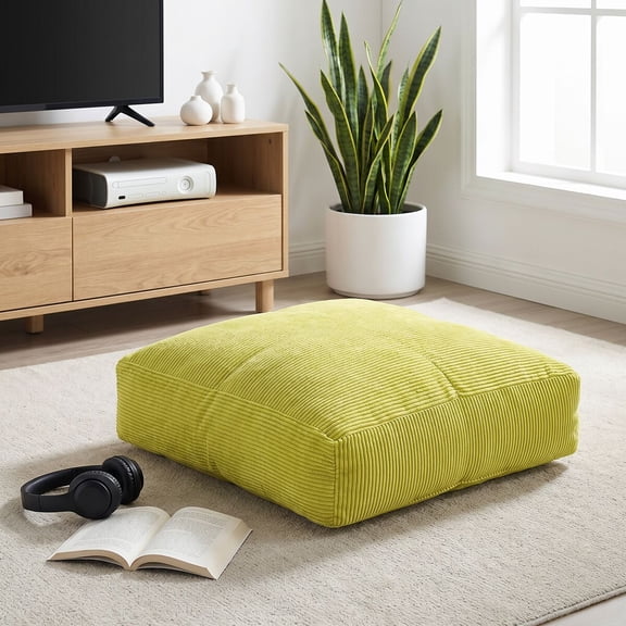 Mainstays Green Silk Ribbed Corduroy Decorative Floor Cushion 20 x 20