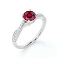 thumbnail image 3 of JeenMata Infinity with Pave Accents - 1 TCW Round Shape Lab Created Ruby and Moissanite - Prong Engagement Ring - 18K White Gold Plating over Silver, 3 of 7