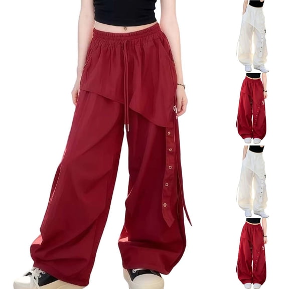 WAVSUF Kids Girls Cargo Pants Classic Fit High Waist Wide Leg Summer Daily Trendy Pants White Size 10/12