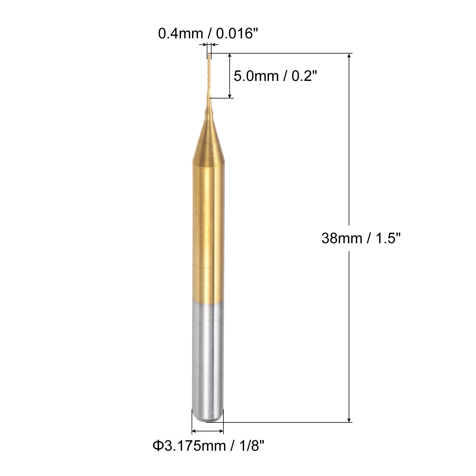 Uxcell  0.016'' Coat Carbide End Mill Engraving Milling Cutter CNC Router Bits Titanium Silver Tone 10Pcs
