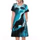 thumbnail image 1 of Balery Blue Full Moon Wolf Vestidos sueltos de manga corta para mujer, vestidos de verano 2025, vestidos casuales de corte A con vuelo., 1 of 6