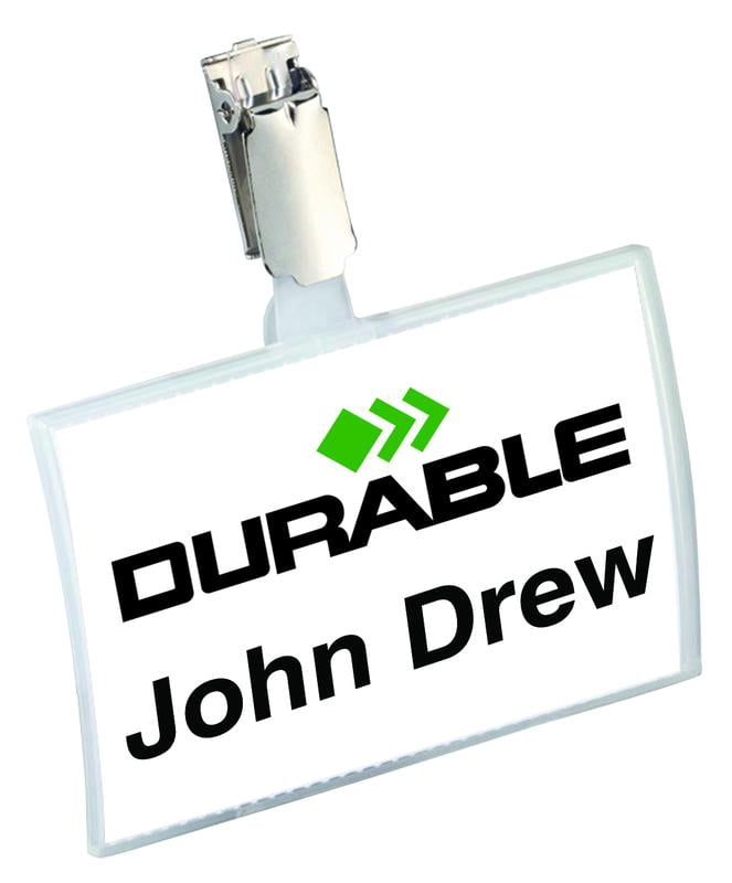 DURABLE Click Fold Badge Holders with Strap Clip, 2-1/8" x 3-5/8", Clear, Pack of 25 (821619)