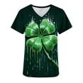 thumbnail image 3 of LSLJS St. Patrick's Day Haut d'Infirmière à Manches Courtes Imprimé avec Poche et Col en V pour Femmes, Blouses Médicales pour Femmes, 3 of 3