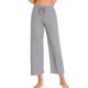 thumbnail image 1 of INSPIRE CHIC Pantalones Palazzo de Pierna Ancha de Cintura Alta para Mujer, Casual, de Punto Acanalado, con Cinta de Ajuste, Cortos, Color Gris, 1 of 5