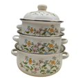 thumbnail image 3 of Elodie 3x Enamel Stockpots Vintage Design Soup Pots for Kitchen Cooking Restaurant Style B, 3 of 8