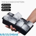 thumbnail image 2 of Bandeja de silicona para hacer cubitos de hielo, molde cuadrado gigante de grado alimenticio, 4/6/8/15 cuadrículas, 2 of 4