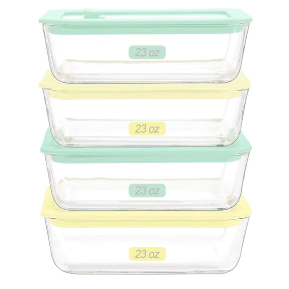 Juego de 4 Contenedores de Vidrio Urban Green de 680ml con Tapa Hermética