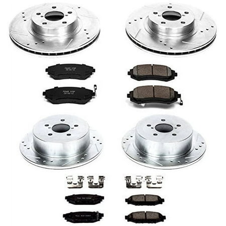 Power Stop Front & Rear Brake Kit with Drilled & Slotted Rotors and Ceramic Brake Pads K4080