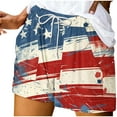 thumbnail image 2 of CFLVAEK 4th of July Shorts Women Comfy High Waisted Drawstring Shorts Red White and Blue Shorts Beach Vacation Trendy Shorts with Pockets L, 2 of 4
