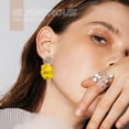 thumbnail image 5 of Rose Petal Tassel Earrings Fashion Bohemian Acrylic Flower Earrings Large Size Resin Flower Earrings-Yellow, 5 of 5
