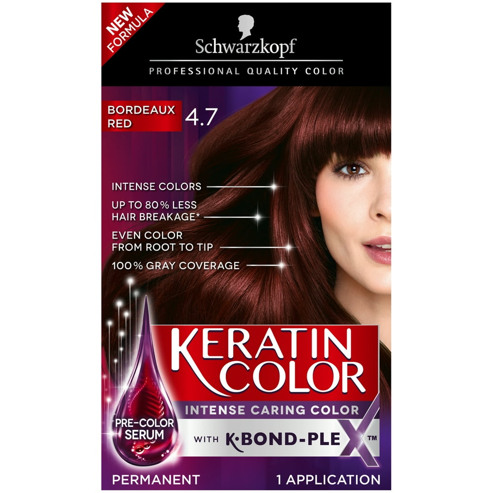 Schwarzkopf Keratin Color Permanent Hair Color Cream, 4.7 Bordeaux Red