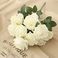 thumbnail image 1 of Rosas artificiales Jasion, ramo de 10 cabezas de seda, color blanco, 1 of 7
