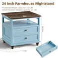 thumbnail image 3 of Nightstand with Charging Station, Farmhouse Nightstands with 2 Drawers Storage Side Table Bedside Cabinet for Bedroom Living Room - Light Blue, 3 of 8