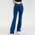 thumbnail image 4 of Erwazi Womens Gym Pants Casual Stretch Athletic Bell Bottoms Denim Pants Trendy Slim Fit Jeans, Blue, L, 4 of 4