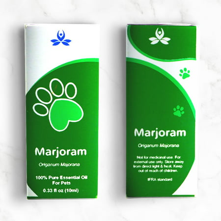 Pet Marjoram Essential Oil Does your pet need relief from pests or stress? Marjoram essential oil can provide much-needed relief from overactive emotions  stress  and anxiety  as well as pesky fleas  ticks  and mosquitoes. Aromatic Profile Marjoram essential oil has a warm  herbaceous  and woody aroma. Benefits Emotional Well-Being Stress & Anxiety Marjoram essential oil can ease your pet’s emotional distress and calm your pet during bouts of anxiety  nervousness  and irritability. Physical Well-Being Immune System Marjoram essential oil helps alleviate inflammation. Skin Care Marjoram essential oil can help treat bacterial infections on your pet’s skin and can assist in wound care. Pest Repellent A natural pest repellent  marjoram  is a safer alternative to chemical pest repellents on the market and can provide your pet with relief from mosquitos  fleas  and ticks. Pain Relief Marjoram essential oil can provide pain relief for your pet’s aching muscles when massaged into the affected areas. Application
