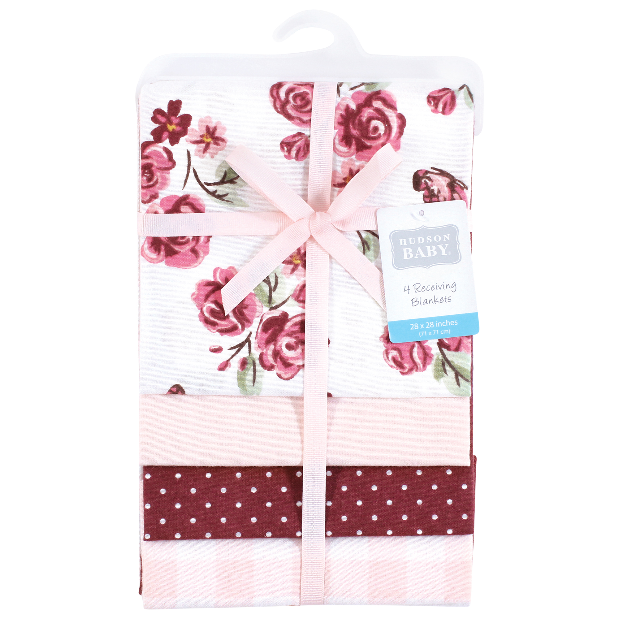 Hudson Baby Unisex Baby Cotton Poly Flannel Receiving Blankets, Sweet Roses, One Size
