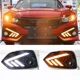 thumbnail image 2 of Para Honda Civic Hatchback 2016 2017 2018 2019 2020, luz de giro amarilla, faro delantero para automóvil, luz antiniebla diurna LED DRL, 2 of 4