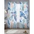 thumbnail image 2 of Underwater Sea Sheer Curtains 108 Inch Long 2 Panels, Turtles Jellyfish Corals Summer Marine Life Light Filtering Rod Pocket Curtains, Sheer Voile Drapes for Living Room Bedroom, 52"x108", 2 of 8