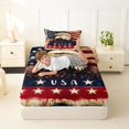 thumbnail image 4 of Manfei Retro Eagle Twin Sheets,Vintage Stars Usa Flag Bedding,Brown Red Navy,3-Piece,1 Fitted Sheet and 1 Pillowcase, 4 of 6