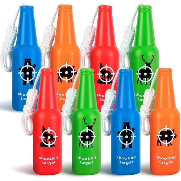 Ebaokuup 8 Pack Shatterproof Bottle Shooting Targets, Hunting Plastic Bottle Targets with Hanging Rope, Portable Bright Color Bottles Target for Indoor Outdoor Gun Range Firearm Practice Accessories