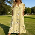 thumbnail image 1 of TaTaai Women's Floral Print V-Neck Short Sleeve Midi Dress with Tie Cuff Detail and Side Pockets Casual Fashion Lightweight Flowy Dress for Spring Summer Daily Vacation Outings Gift, 1 of 7