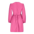 thumbnail image 4 of IROINNID Formal Dress for Women Wedding Guest Evening Party Formal Dress Winter V-Neck Solid Long Sleeve Button Long Dress,Pink, 4 of 6