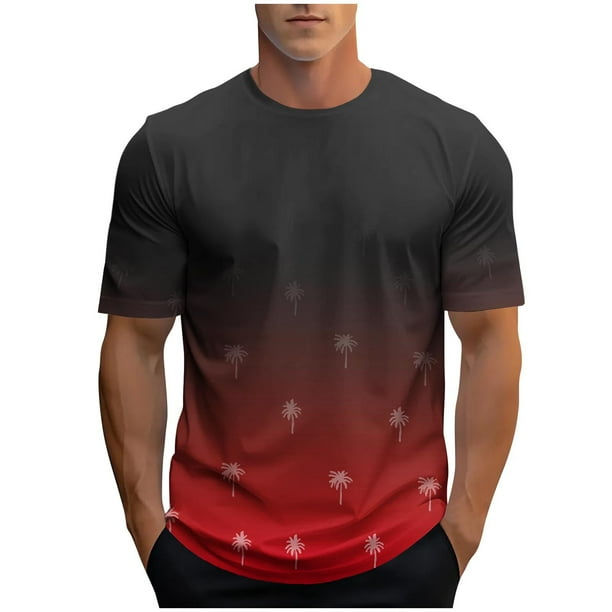 Camisetas de Manga Larga para Hombres, Camiseta Deportiva de Impresión Casual de Nueva Moda, Blusa de Cuello Redondo de Manga Corta
