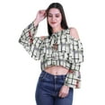 thumbnail image 2 of Moomaya Cold Shoulder Tops Shirts For Women Printed Casual Blouse Short Top, 2 of 4