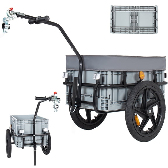 2-in-1 Folding Bike Cargo Trailer 70L with Waterproof Cover & Removable Wheels