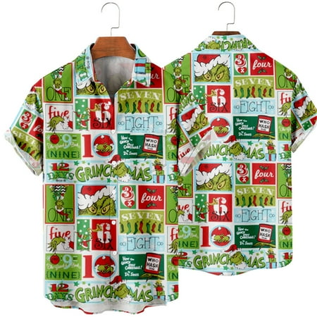 

MLFU Christmas Shirts Short Sleeve Regular Shirts Men