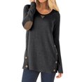 thumbnail image 2 of Abcnature Womens Long Sleeve Casual Round Neck Loose Tunic Top Blouse T-Shirt Sweatshirt Gray 3XL, 2 of 6