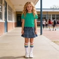 thumbnail image 5 of Amidoa Girls Summer Outfits Short Sleeves T-Shirts and Summer Kids Elastic Waist Casual Short Clothing Set Green Size 10, 5 of 9