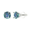 thumbnail image 2 of 2 Ct Round Cut Studs Blue Moissanite 18K White Solid Solid Gold Everyday Dainty Earrings Screw Back, 2 of 7