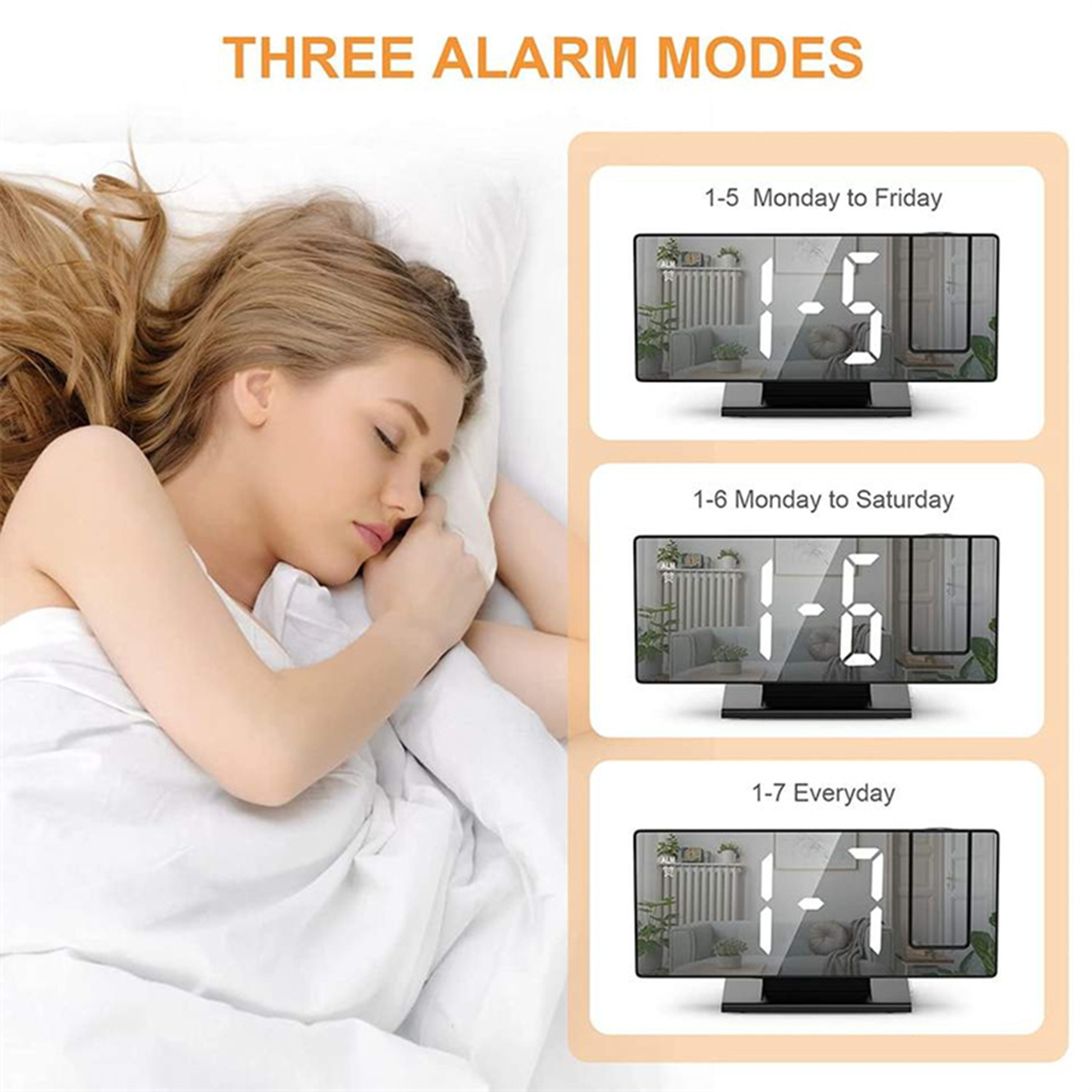 Unique Bargains LED Alarm Clock Black Housing and Multicolored Light 7.3"L x 1.9"W x 3.0"H