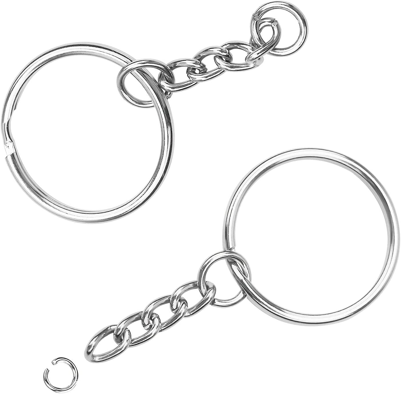 100pcs Keychain Rings with Chain and Jump Rings, 1 inch Split Key Ring with  Chain Heavy-Duty Keychain Rings Bulk for Craft Making Jewelry Making  Keyrings Kit 