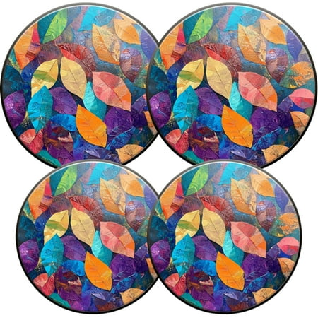 

Electric Stove Burner Covers 4 Pcs Round Gas Burner Cover 8 and 10 Inch Rich Tapestry of Leaves in Bold Colors