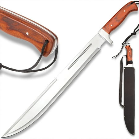 Timber Rattler Jungle Beast Machete | 18 3/4 Stainless Steel Blade | Secure Wooden Handle | Stainless Steel Guard | Durable Nylon Sheath Included | 25 Overall Length