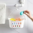 thumbnail image 1 of RKSTN Storage Basket White Plastic Storage Basket Miscellaneous Basket Storage Box Rectangular Hanging Storage Basket Kitchen Basket Hollow Out with Hooks, 1 of 5