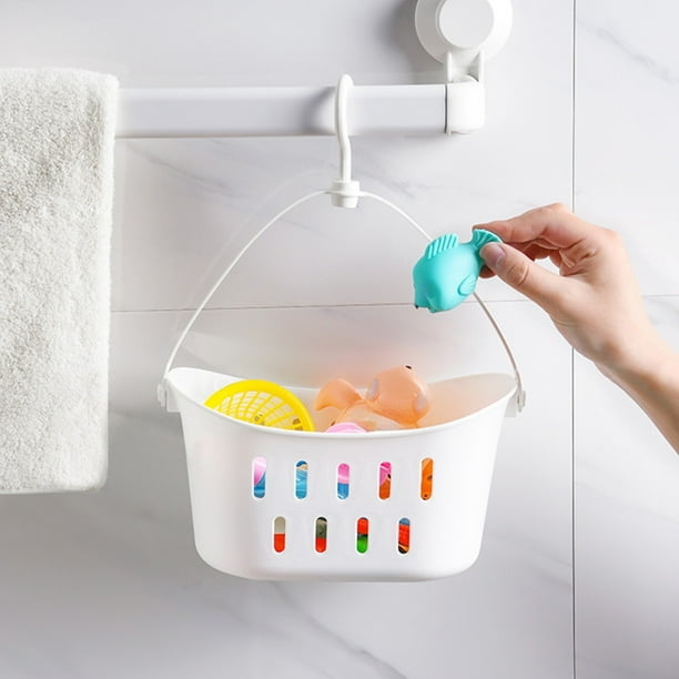 Organizadores de armario y almacenamiento Cesta de almacenamiento de plástico blanco Cesta miscelánea Caja de almacenamiento Cesta de almacenamiento colgante rectangular Cesta de cocina ahuecada con g