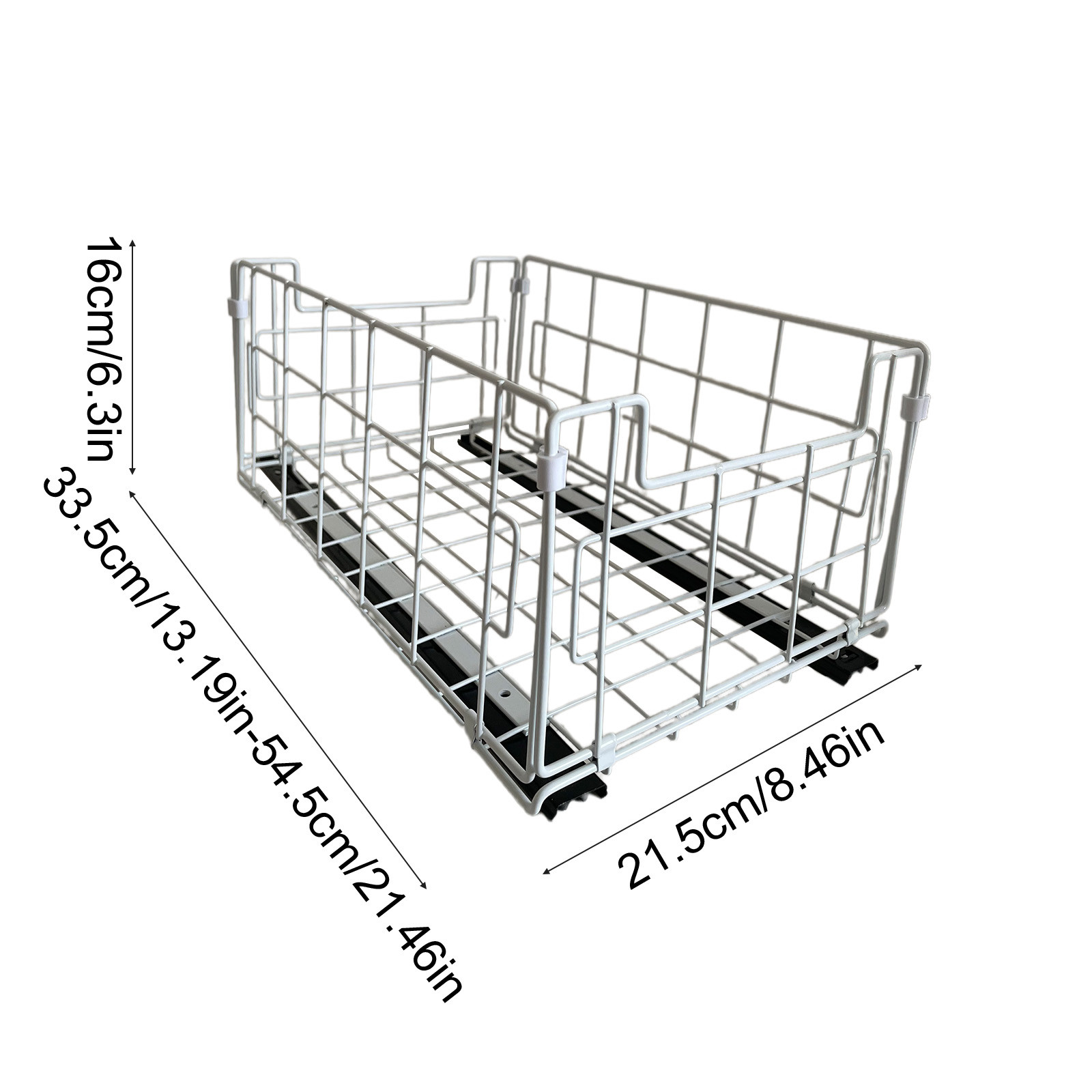 Simple Houseware Pull-Out Cabinet Sliding Basket Organizer, 6.3X13.2X8.5In, Ideal for Kitchen and Bathroom Cabinet Storage, Under Sink(White)