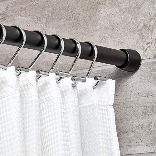 Idesign Cameo Metal Expandible Constante Tensión Constante Batio de baño Cortina de ducha para maestro, invitado, baño para niños, ventana, ajustable de 43-75 ", conjunto de 2, negro mate iDesign Barra De Baño