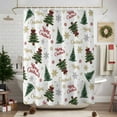 thumbnail image 7 of Shower Curtain 72"W x 84"L Vintage Christmas Trees Snowflakes Pattern Fabric Shower Curtains Set with Hooks Water Repellent Bathroom Curtains Machine Washable Bathroom Accessories, 7 of 7