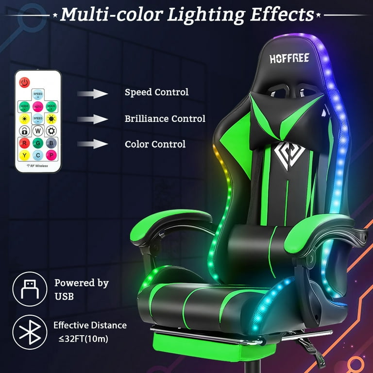Gaming chair with bluetooth online speakers and led lights