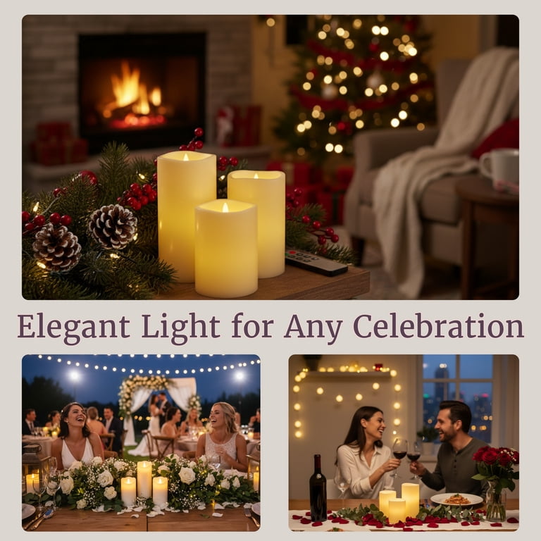 Lavish Home 3-Piece Battery Operated Candles Set - LED Flameless