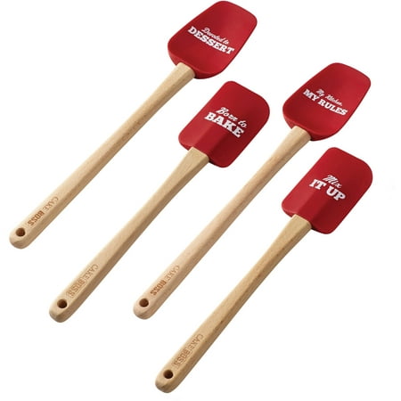 Cake Boss Novelty Tools and Gadgets 4-Piece Silicone Spatula and Spoonula Set, Red